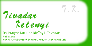 tivadar kelenyi business card